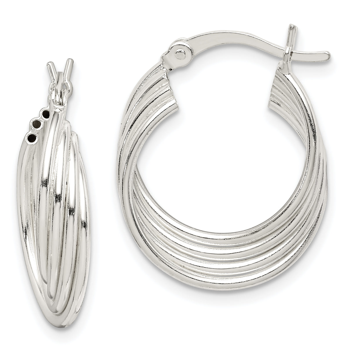 Sterling Silver Polished Twisted Multi-tube Round Hoop Earrings