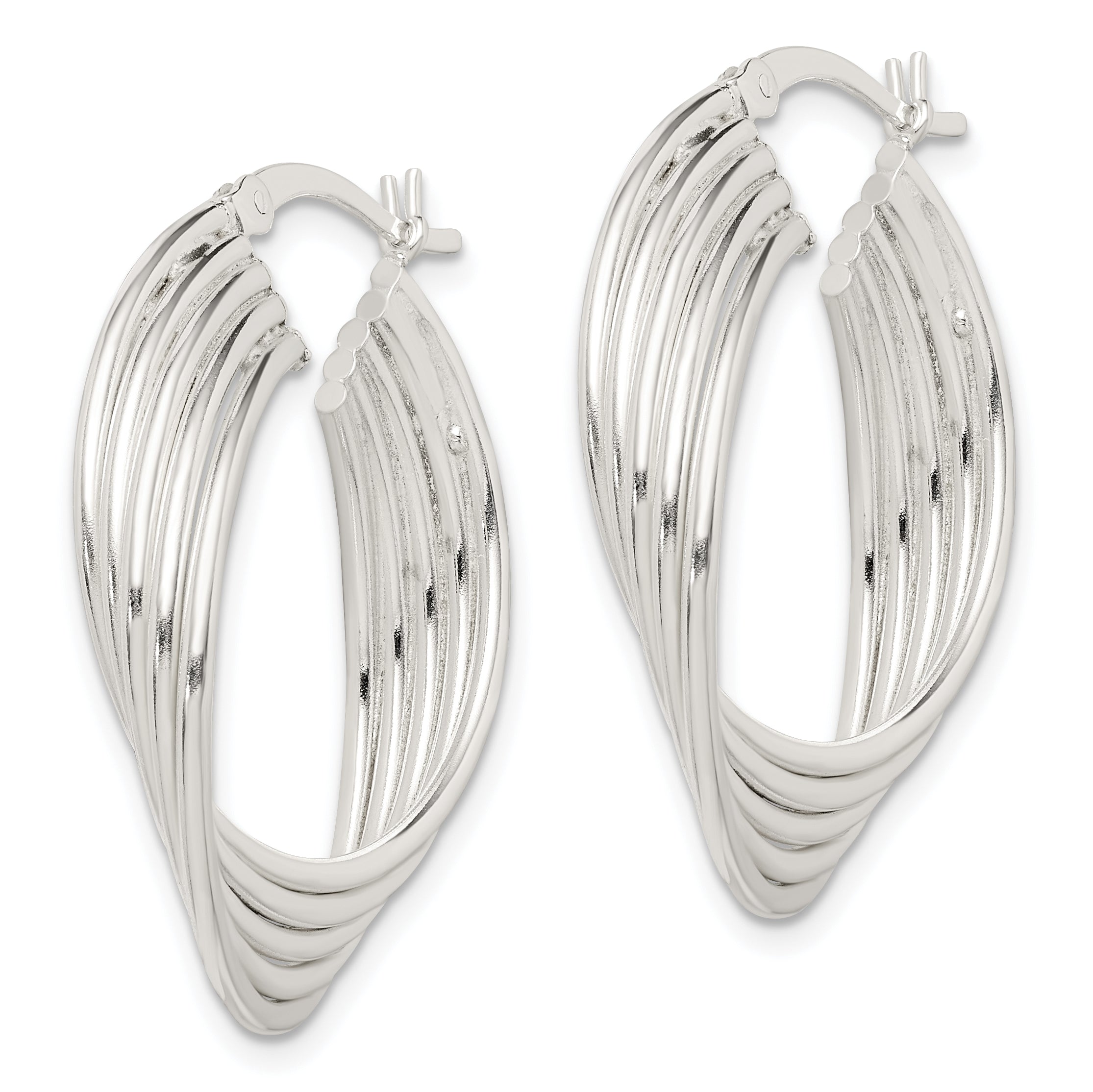 Sterling Silver Polished Twisted Multi-tube Round Hoop Earrings Secondary image