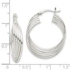 Sterling Silver Polished Twisted Multi-tube Round Hoop Earrings