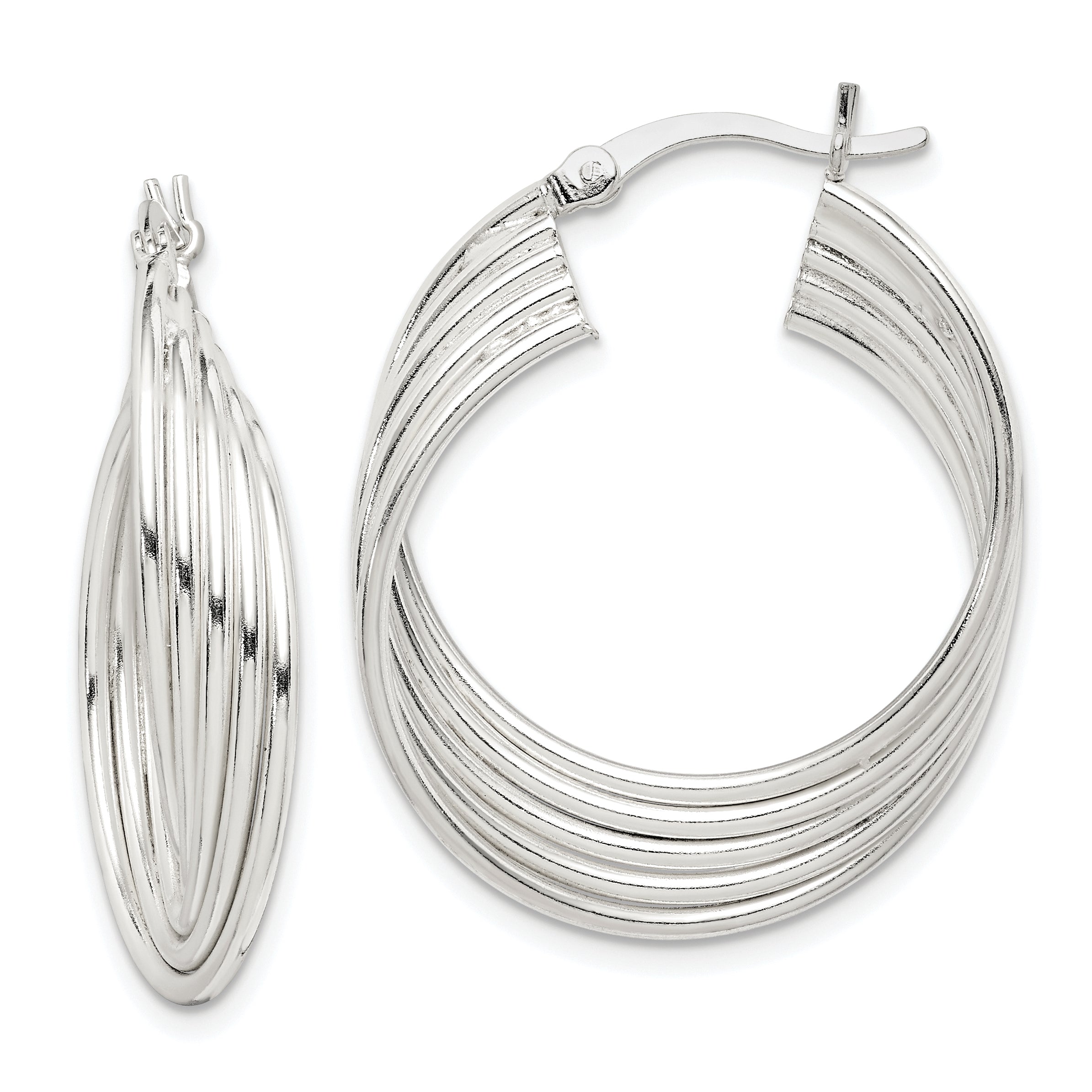 Sterling Silver Polished Twisted Multi-tube Round Hoop Earrings Main image