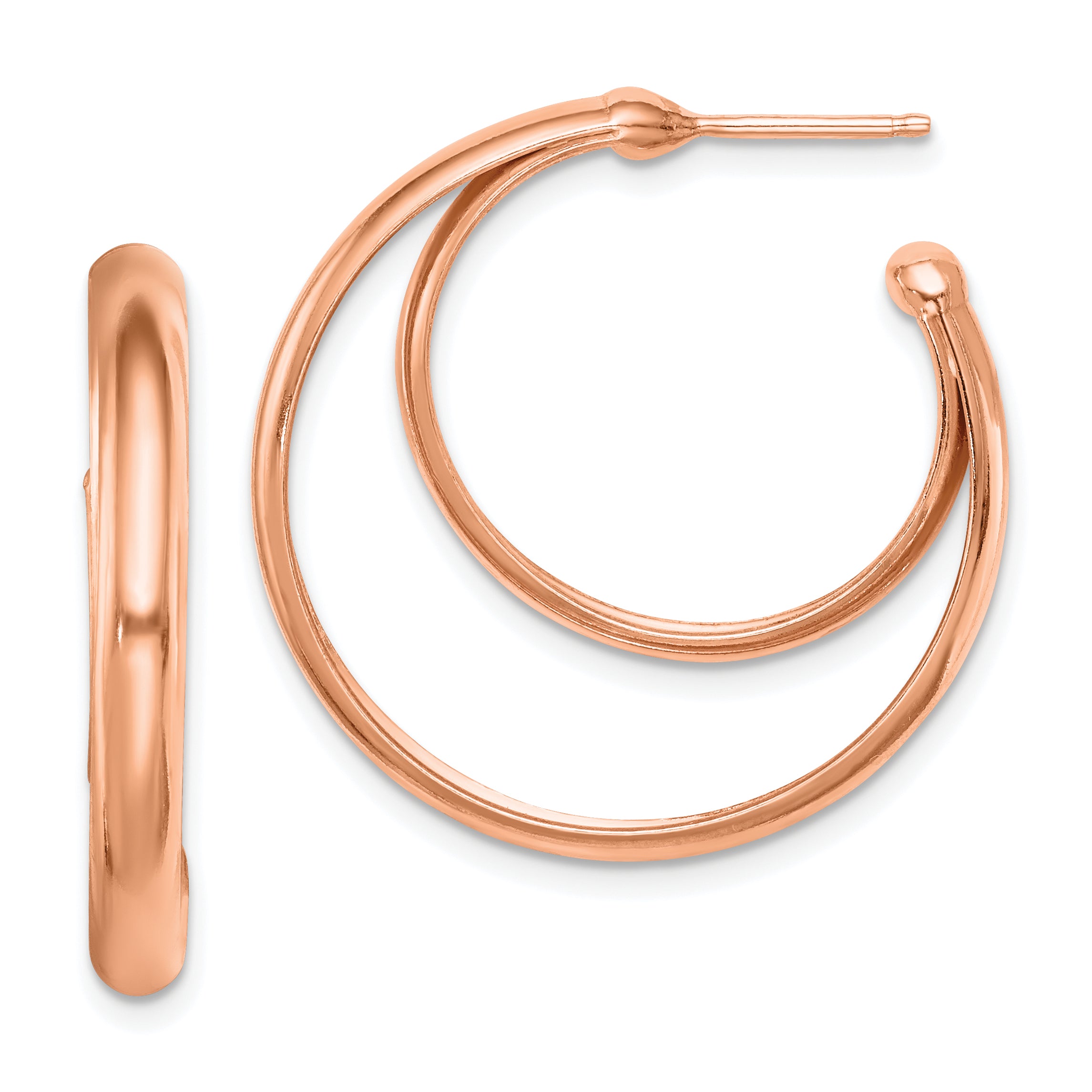 Sterling Silver RH plated Rose Gold-plated 28x3.5 Hoop Post Earrings Main image