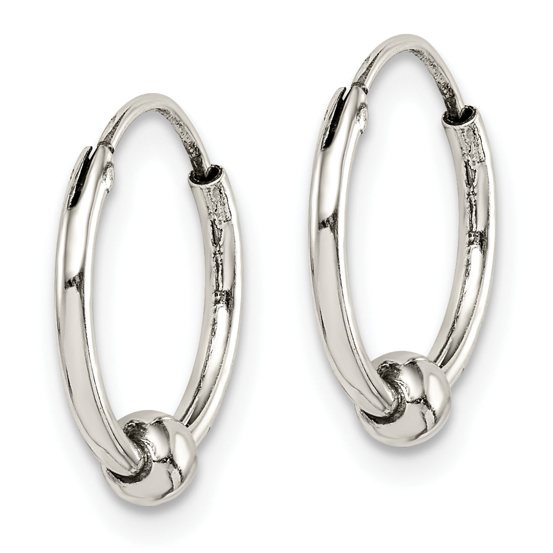 Sterling Silver Antiqued Beaded Endless Hoop Earrings Secondary image