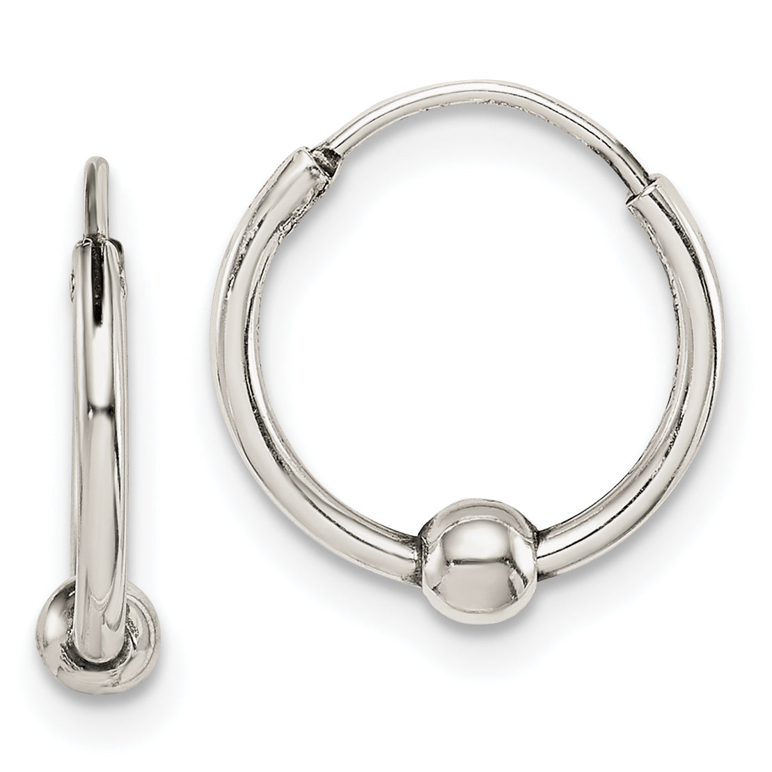Sterling Silver Antiqued Beaded Endless Hoop Earrings Main image