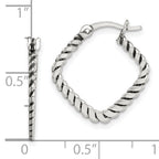 Sterling Silver Antiqued Textured Square Hoop Earrings