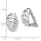 Sterling Silver RH-plated Polished Non-Pierced Scalloped Oval Earrings