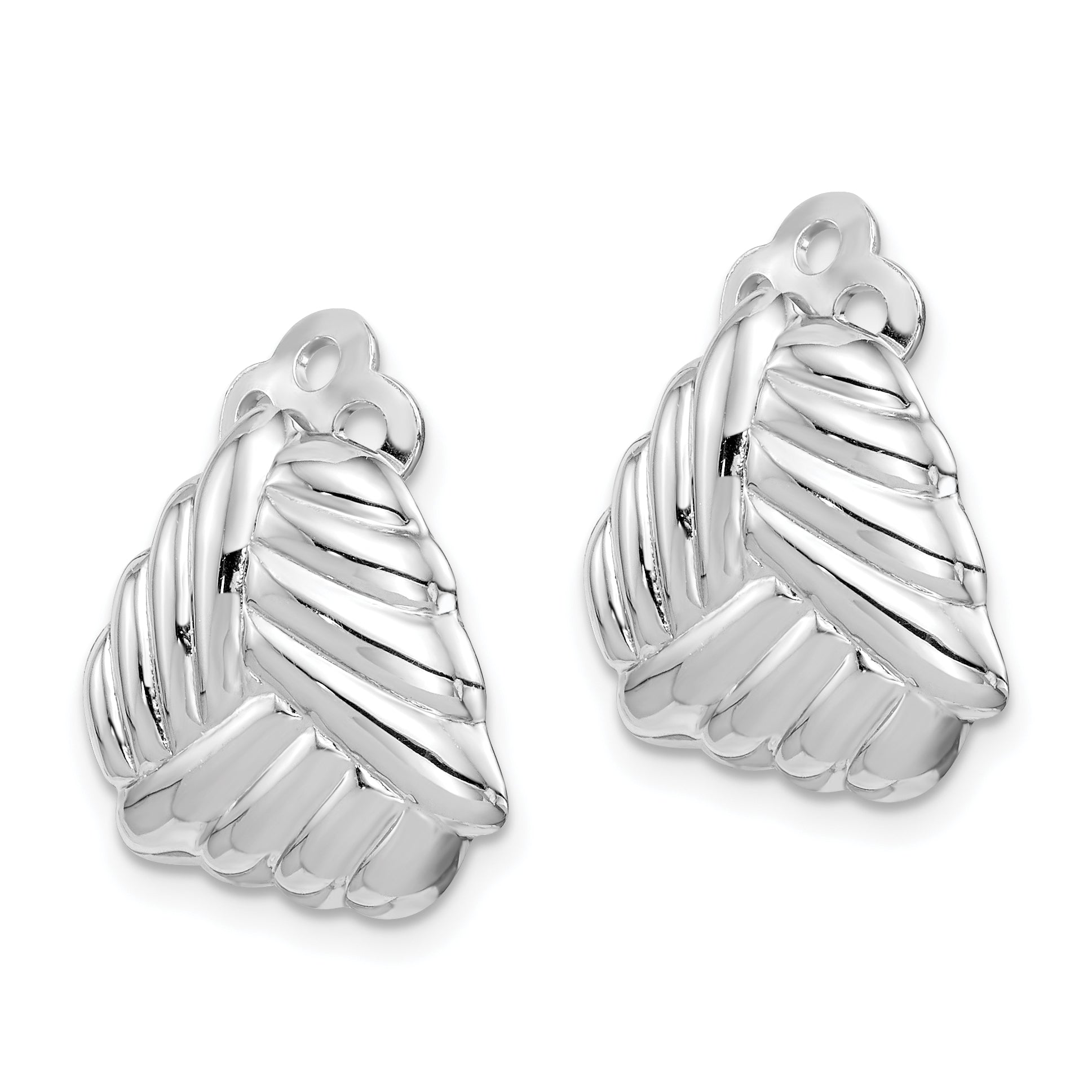 Sterling Silver RH-plated Polished Non-Pierced Woven Triangle Earrings Secondary image