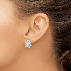 Sterling Silver RH-plated Polished Non-Pierced Woven Triangle Earrings