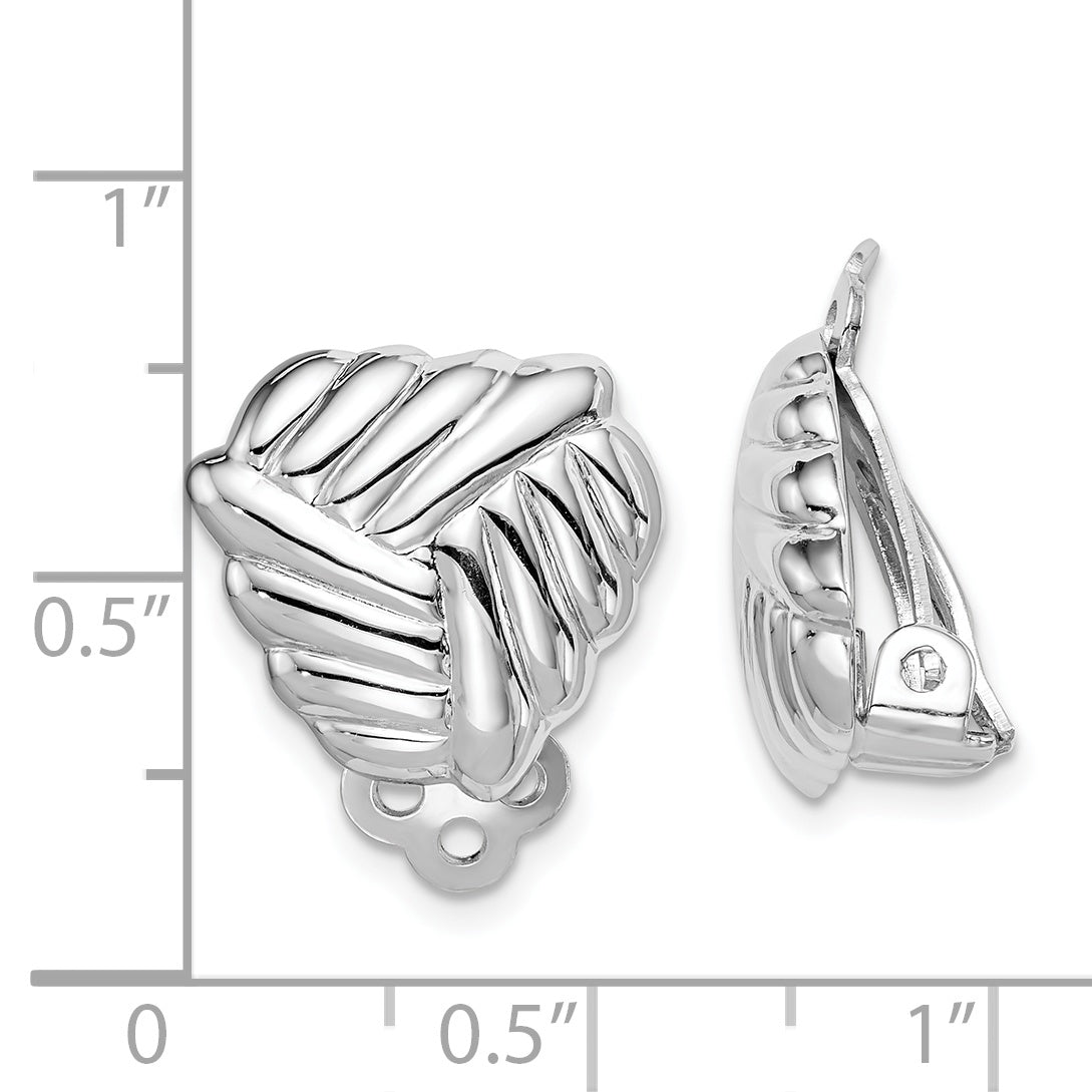Sterling Silver RH-plated Polished Non-Pierced Woven Triangle Earrings