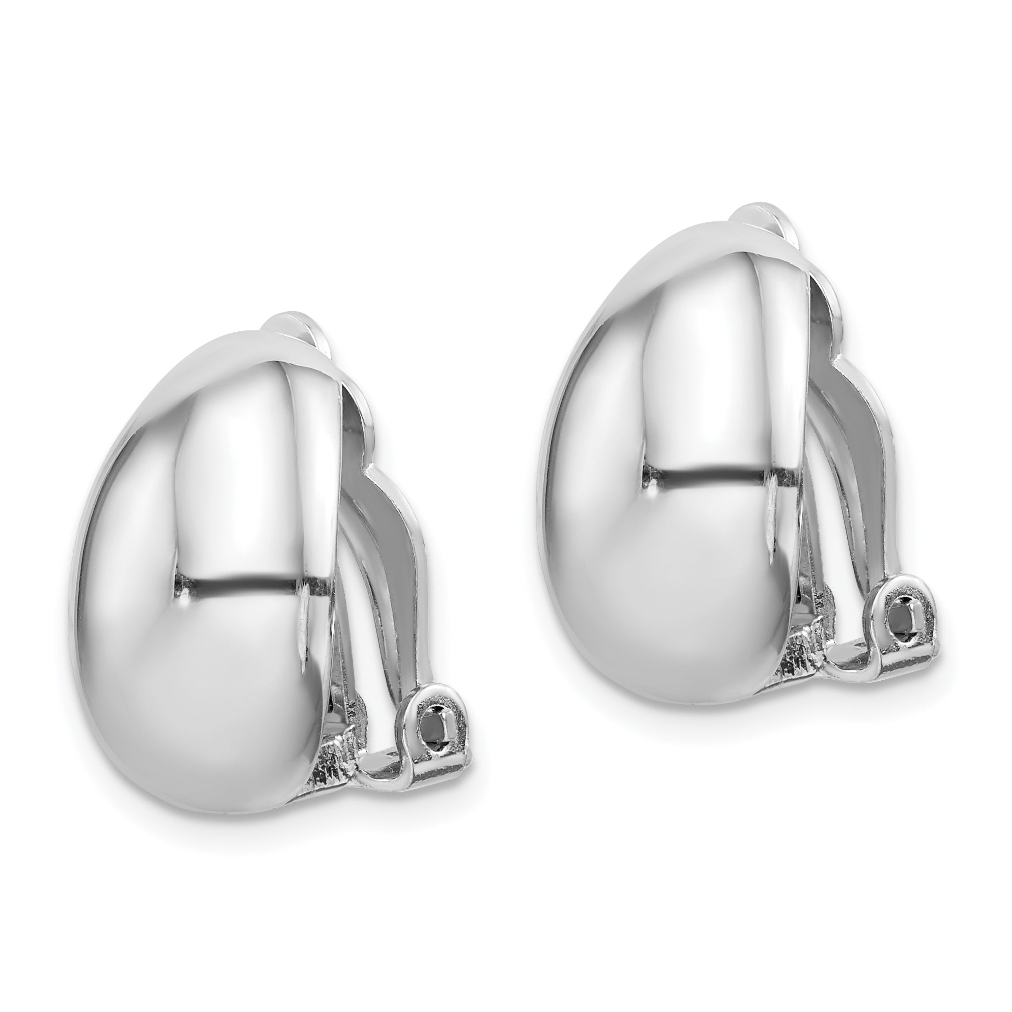 Sterling Silver Rhodium-plated Polished Non-Pierced Oval Earrings Secondary image