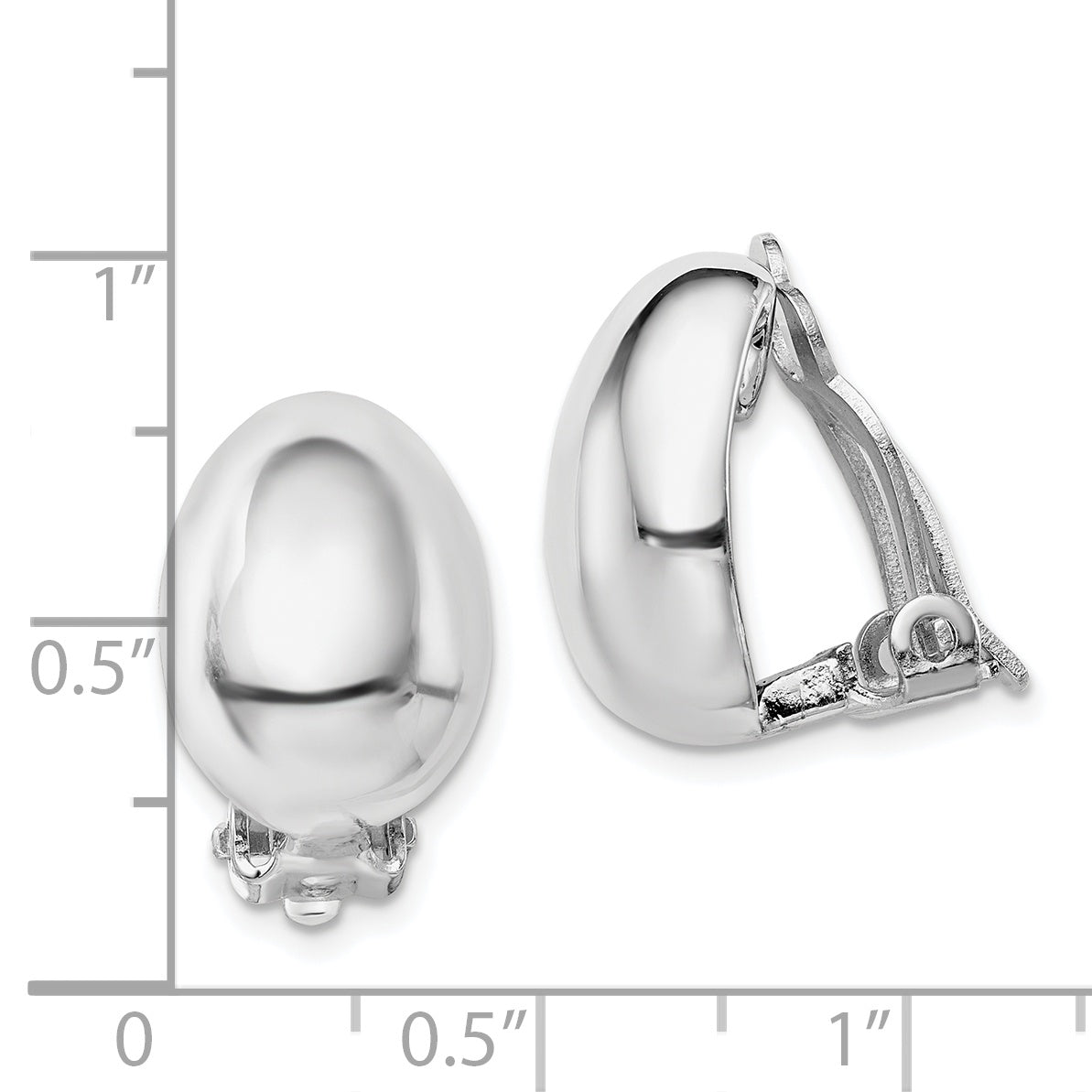 Sterling Silver Rhodium-plated Polished Non-Pierced Oval Earrings