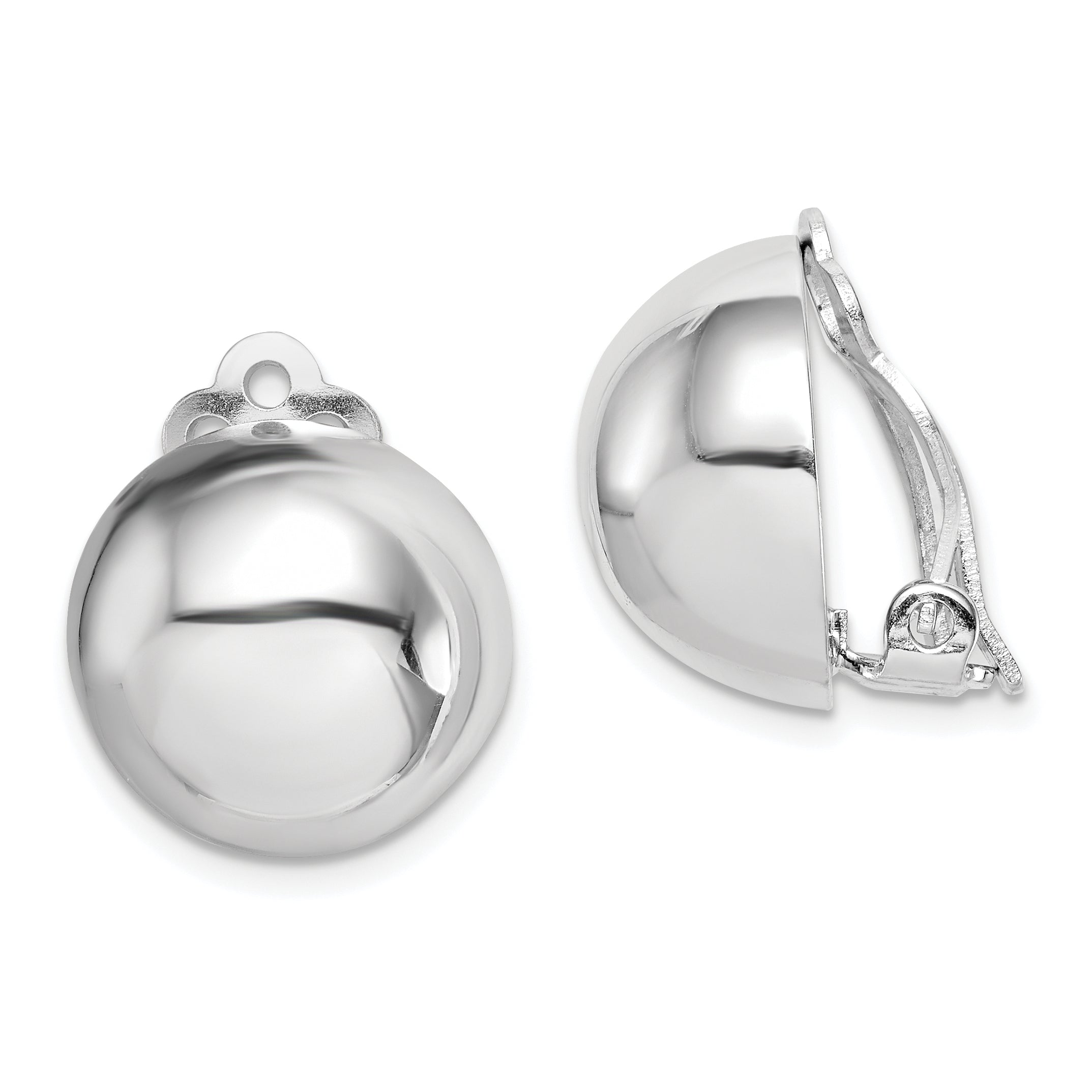 Sterling Silver Rhodium-plated Polished Non-Pierced Circle Earrings Main image