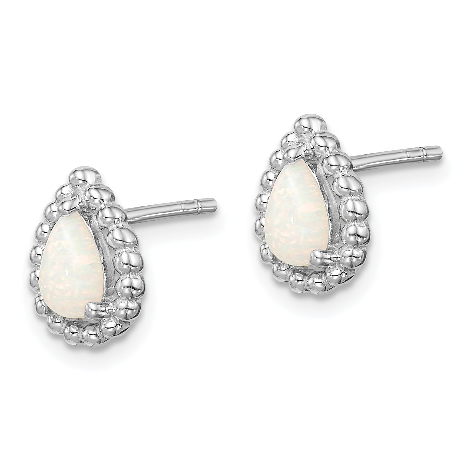 Sterling Silver Lab Created Opal Post Earrings Secondary image