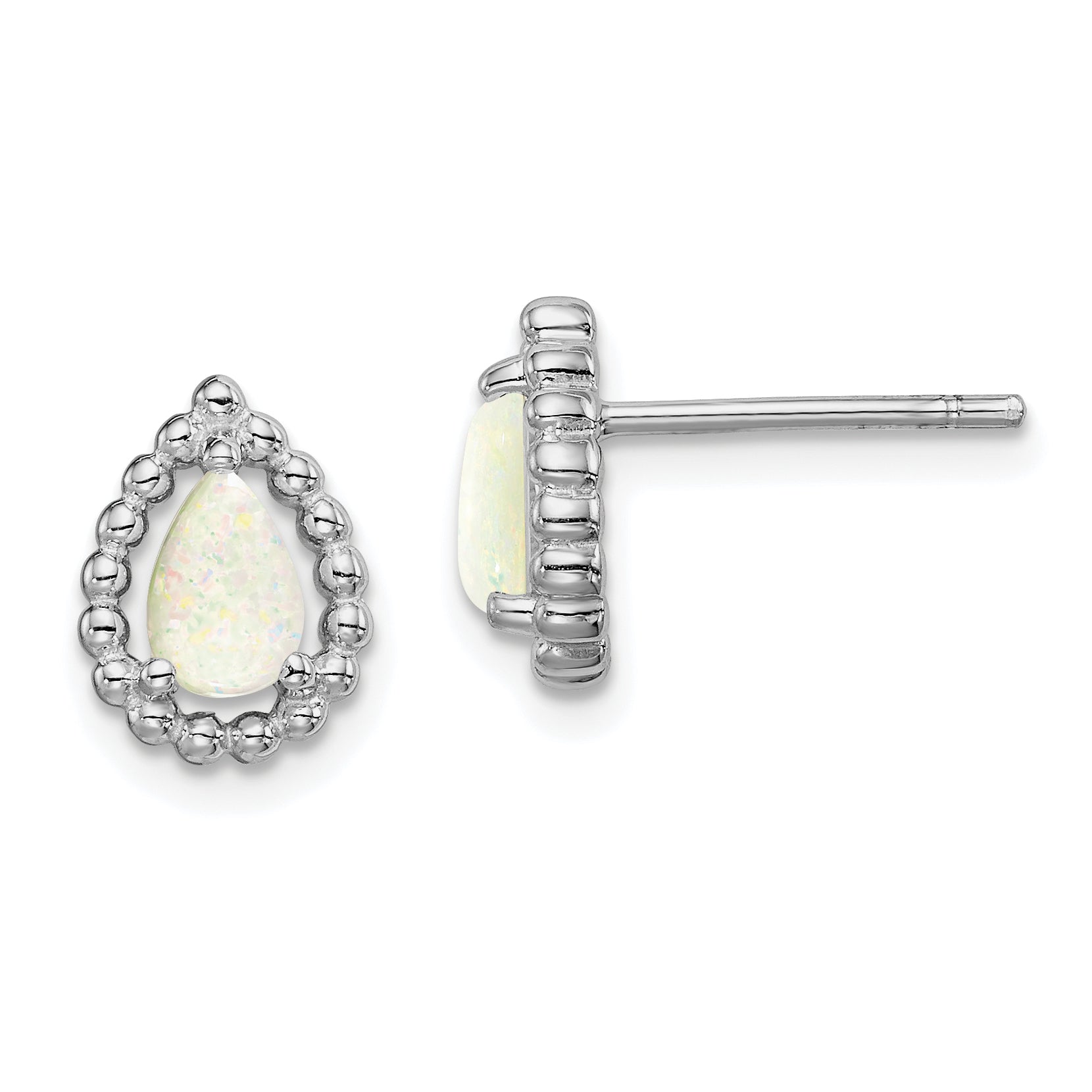 Sterling Silver Lab Created Opal Post Earrings Main image