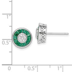 Sterling Silver Rhodium-plated CZ and Lab Cr.Green Spinel Earrings