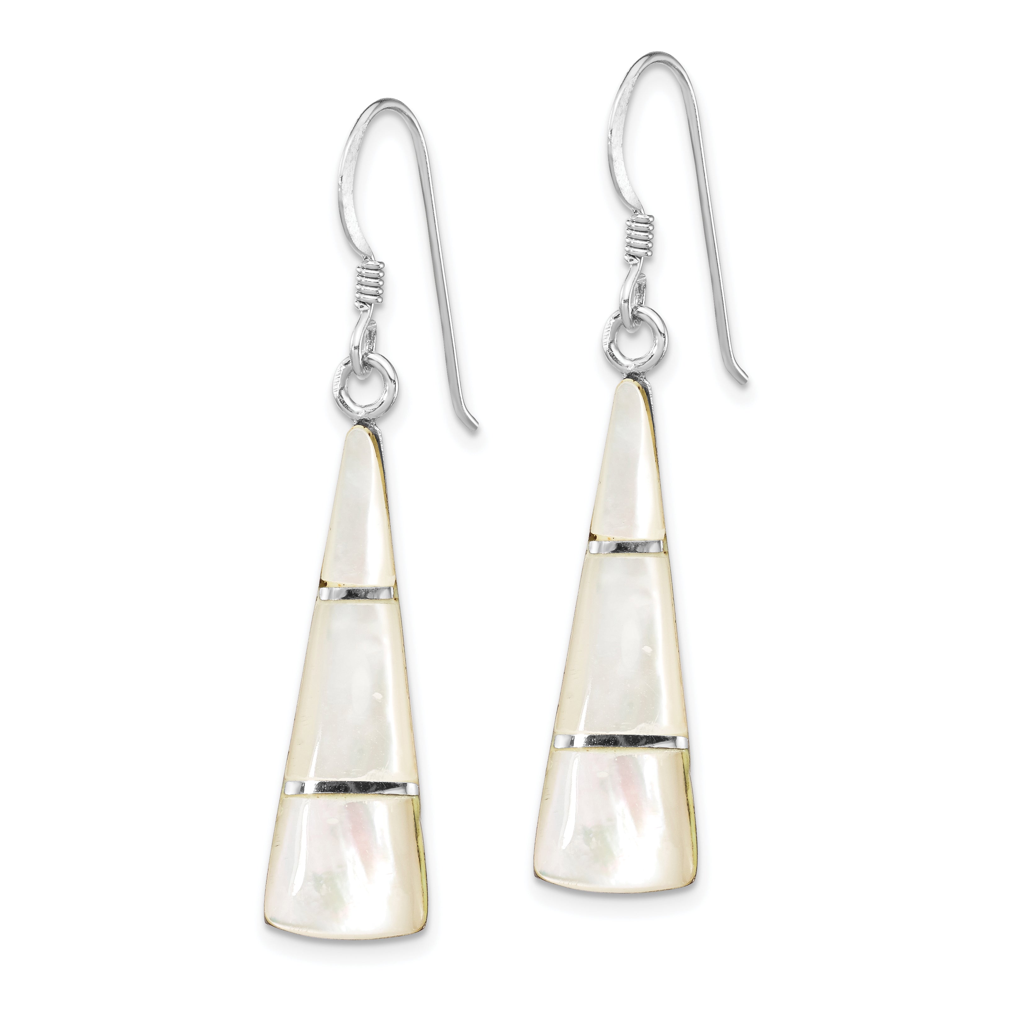 Sterling Silver Rhodium-plated Polished Mother of Pearl Dangle Earrings Secondary image