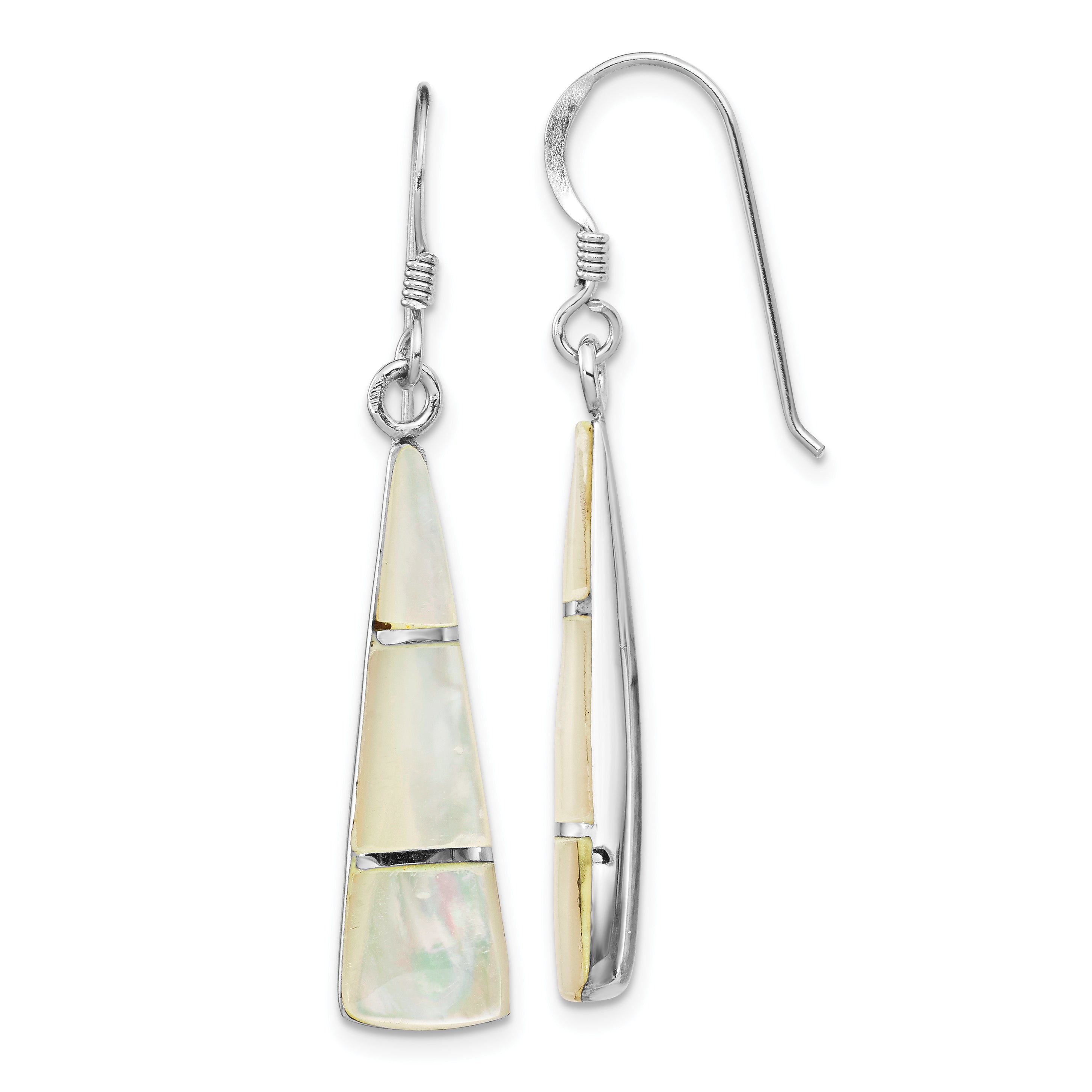 Sterling Silver Rhodium-plated Polished Mother of Pearl Dangle Earrings Main image