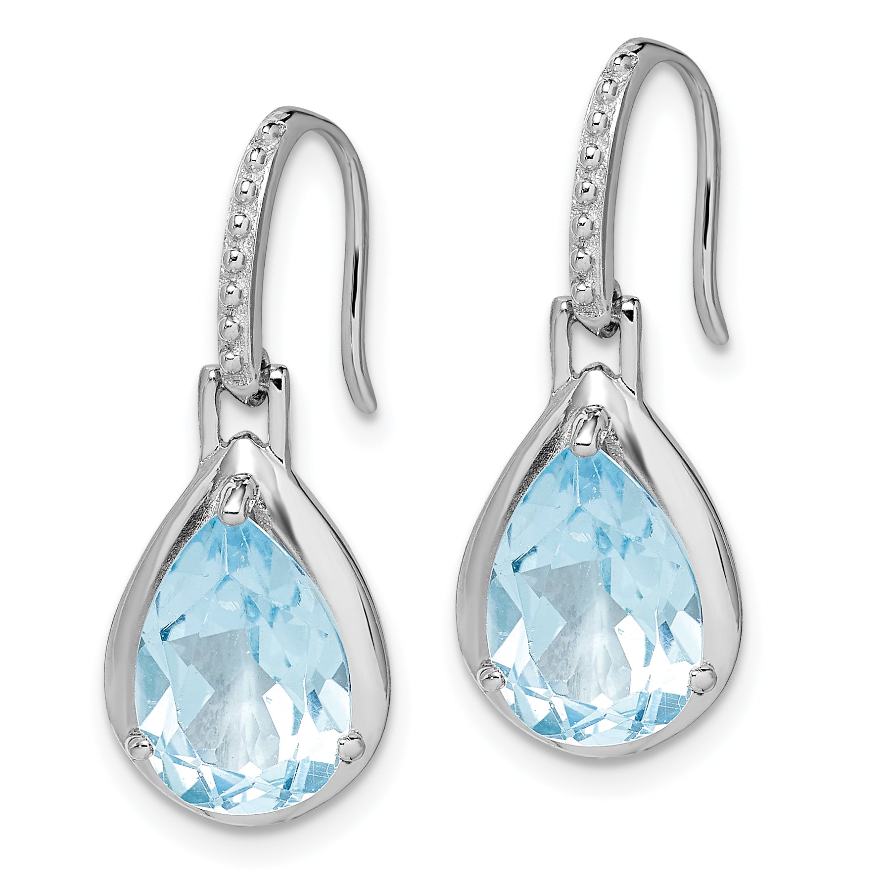 Sterling Silver Rhodium-plated Blue Topaz Teardrop Dangle Earrings Secondary image