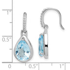 Sterling Silver Rhodium-plated Blue Topaz Teardrop Dangle Earrings