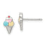 Sterling Silver Rhodium-plated Polished & Textured Multi-color Enameled Ice Cream Cone Children's Post Earrings