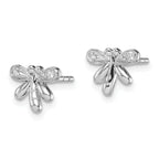 Sterling Silver RH-plated Polished CZ Dragonfly Children's Post Earrings
