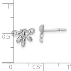 Sterling Silver RH-plated Polished CZ Dragonfly Children's Post Earrings