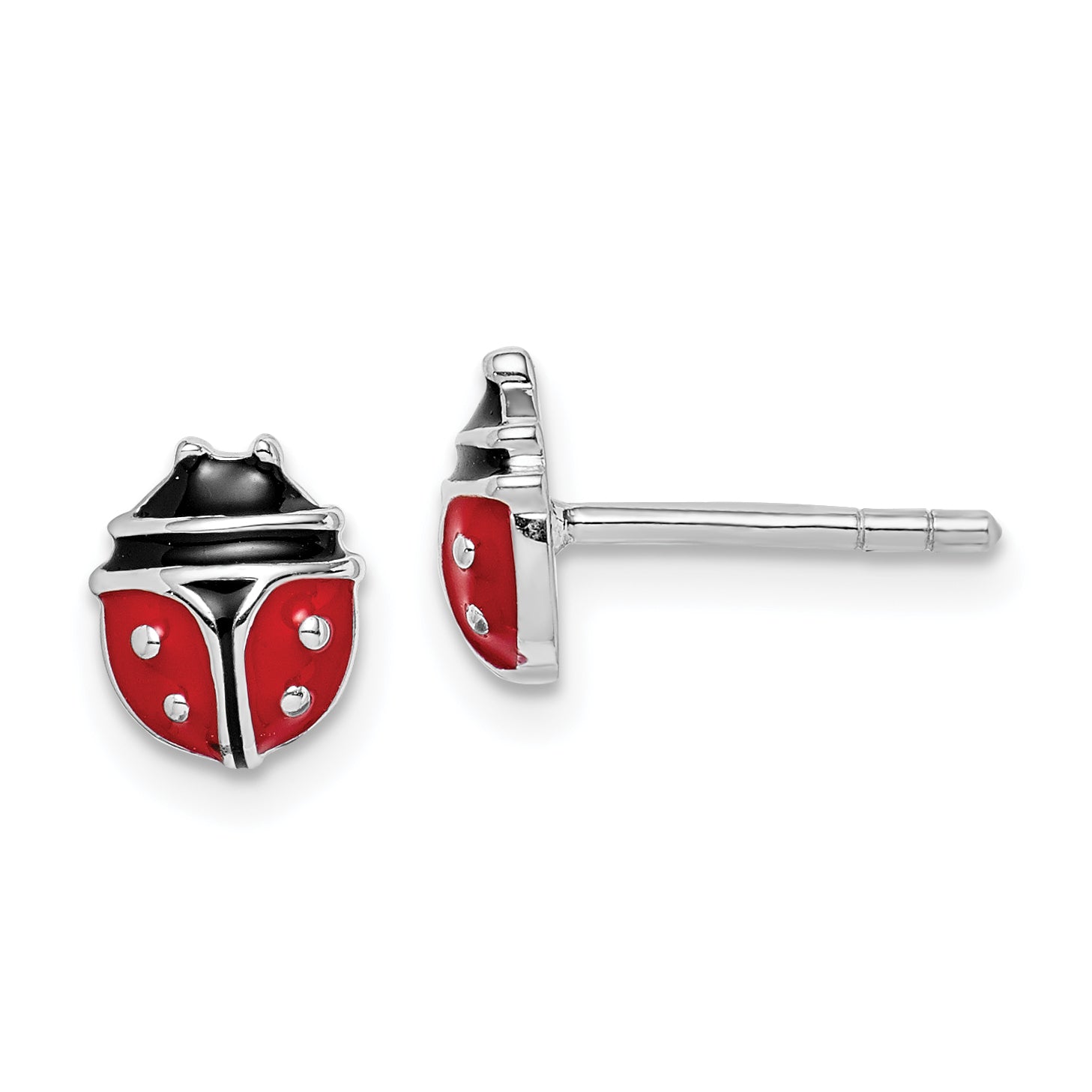 Sterling Silver RH-plated Enameled Ladybug Children's Post Earrings Main image