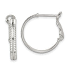 Sterling Silver Milgrain 2x20mm Omega Back Round Hoop Earrings