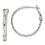 Sterling Silver Milgrain 2.25x25mm Omega Back Round Hoop Earrings