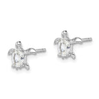 Sterling Silver Rhodium Plated CZ Turtle Post Earrings