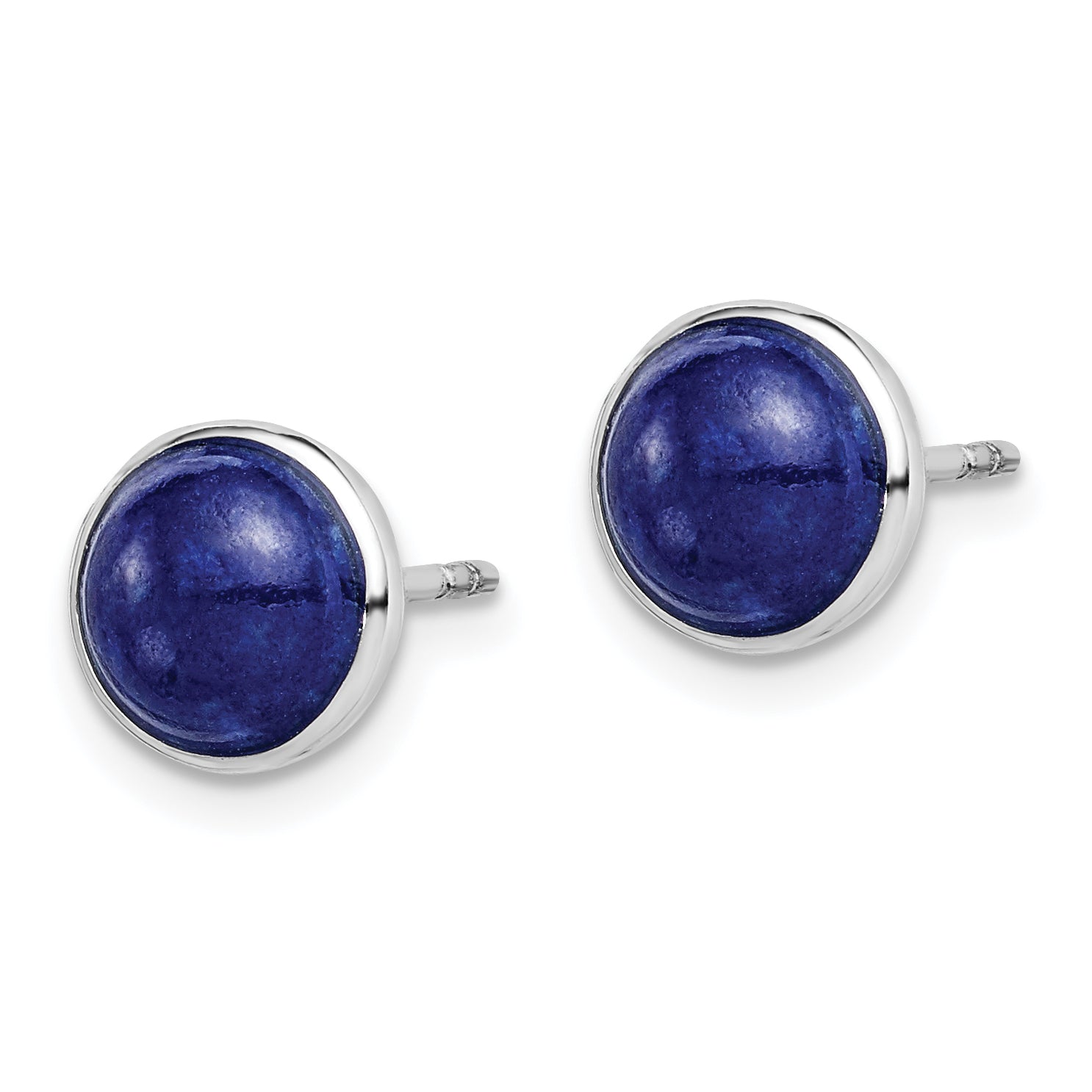 Sterling Silver Rhodium-plated 7mm Lapis Post Earrings Secondary image