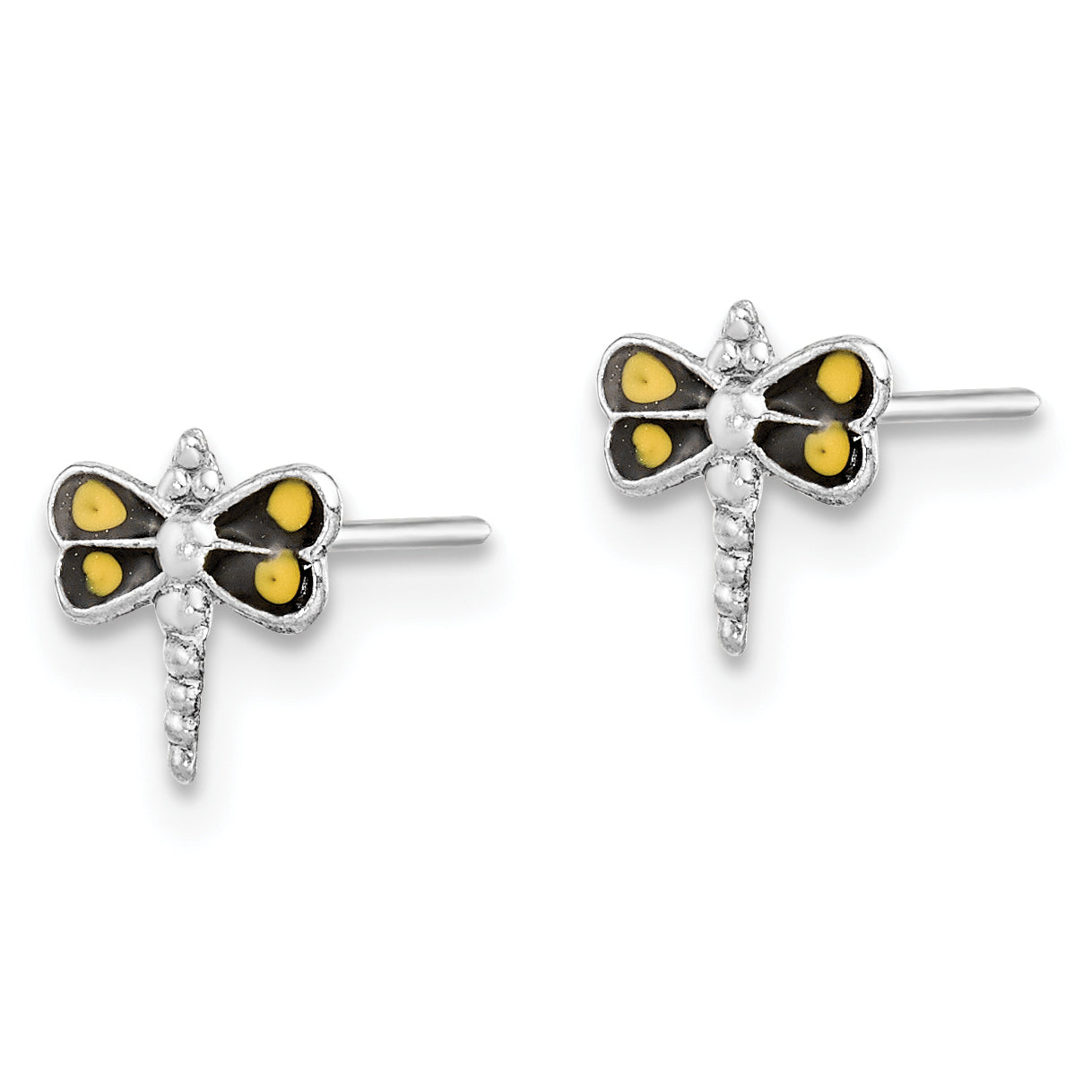Sterling Silver Rhodium-plated Dragonfly Post Earrings Secondary image