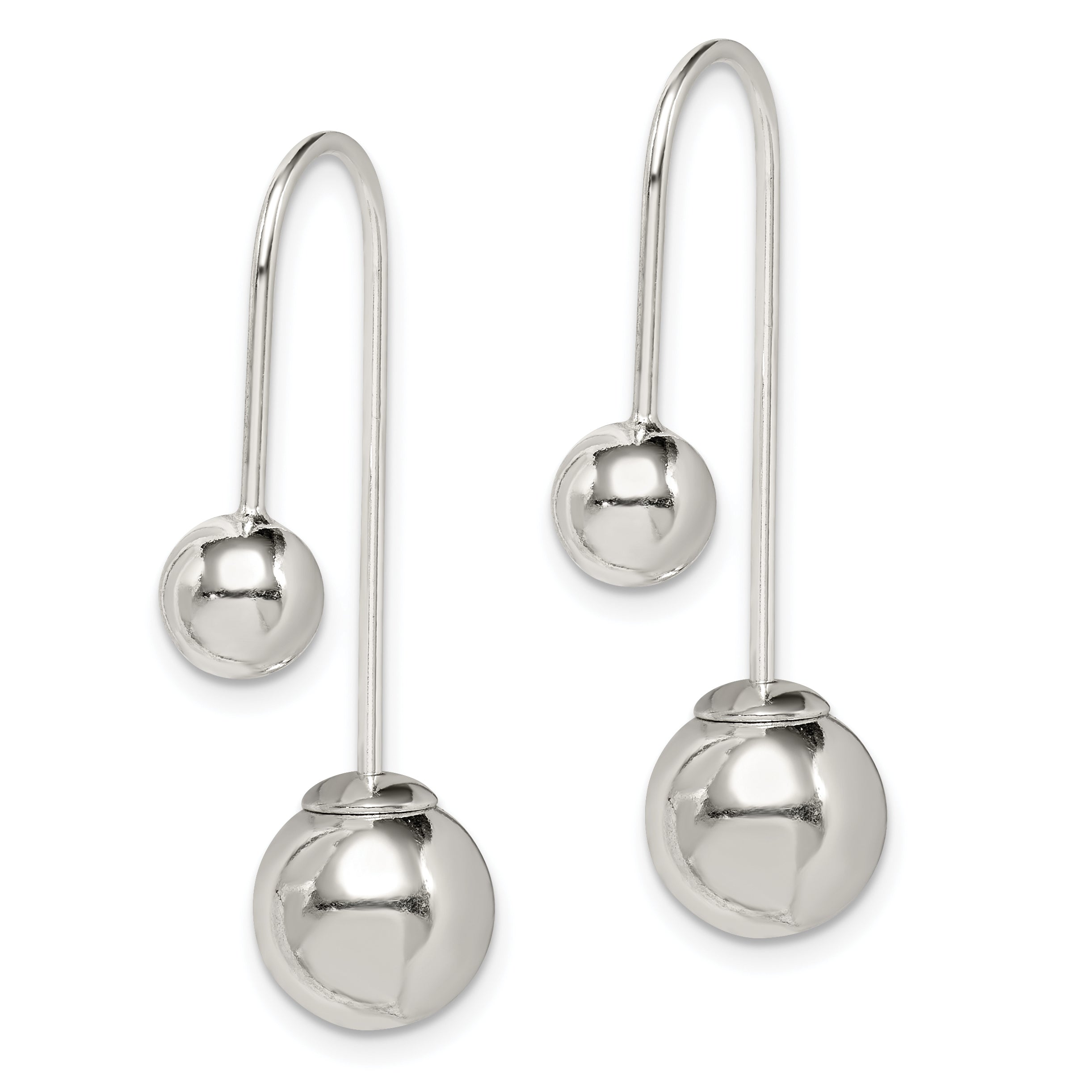 Sterling Silver Polished Front and Back Dangle Earrings Secondary image