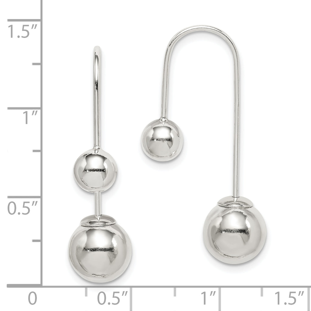 Sterling Silver Polished Front and Back Dangle Earrings