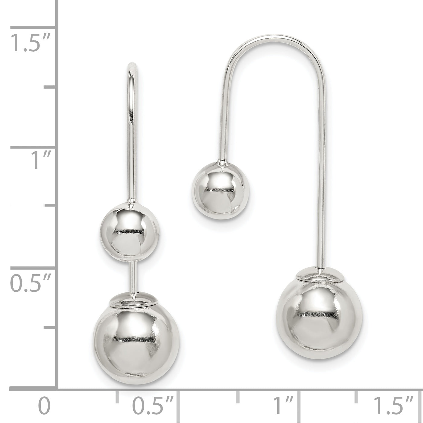 Sterling Silver Polished Front and Back Dangle Earrings
