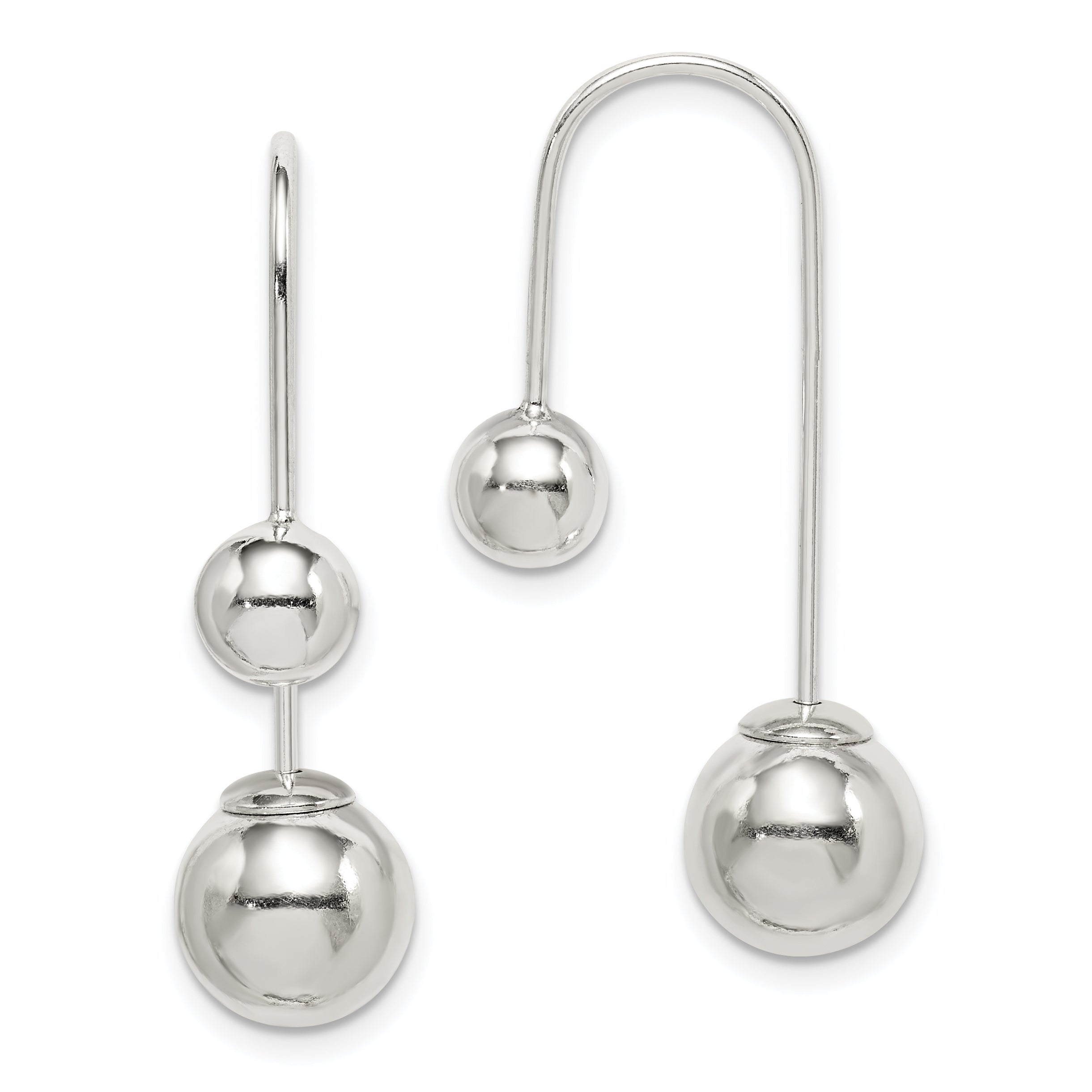 Sterling Silver Polished Front and Back Dangle Earrings