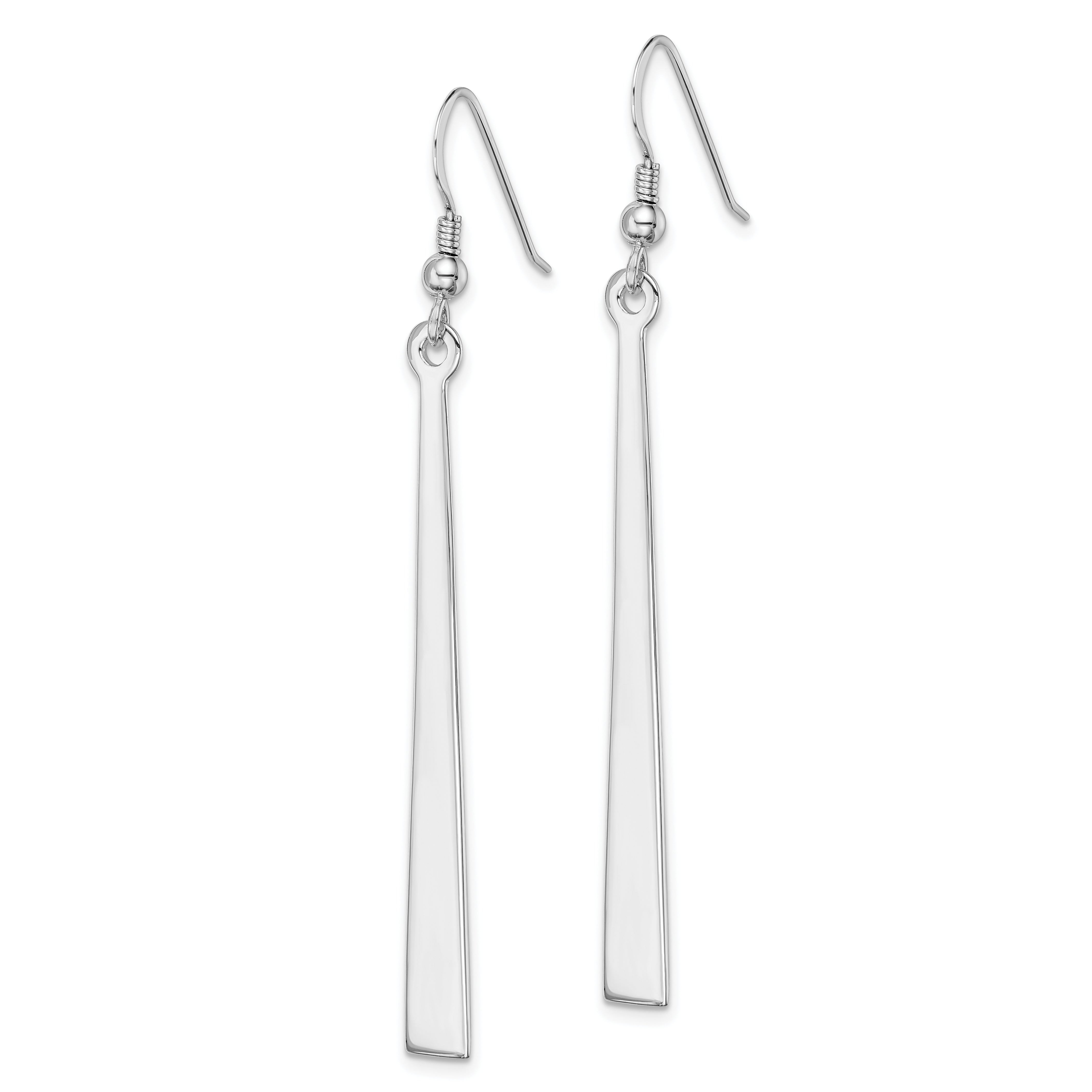Sterling Silver Rhodium-plated Polished Graduated Bar Dangle Earrings Secondary image