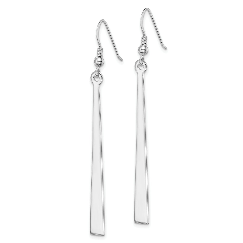 Sterling Silver Rhodium-plated Polished Graduated Bar Dangle Earrings