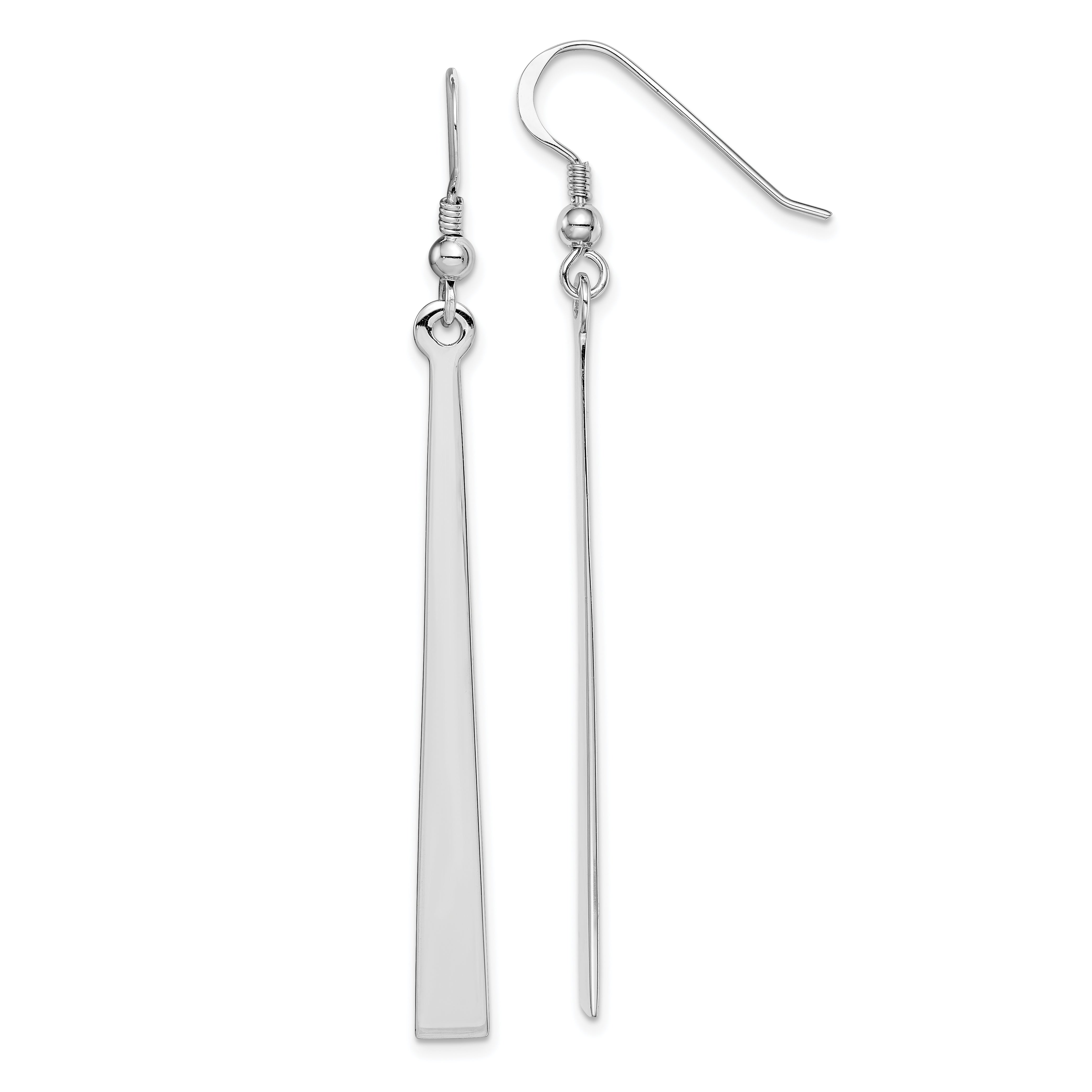 Sterling Silver Rhodium-plated Polished Graduated Bar Dangle Earrings Main image