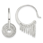 Sterling Silver Polished & Diamond-cut Circles Dangle Hoop Earrings