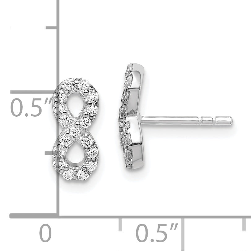 Sterling Silver Rhodium-plated Polished CZ Infinity Post Earrings Secondary image