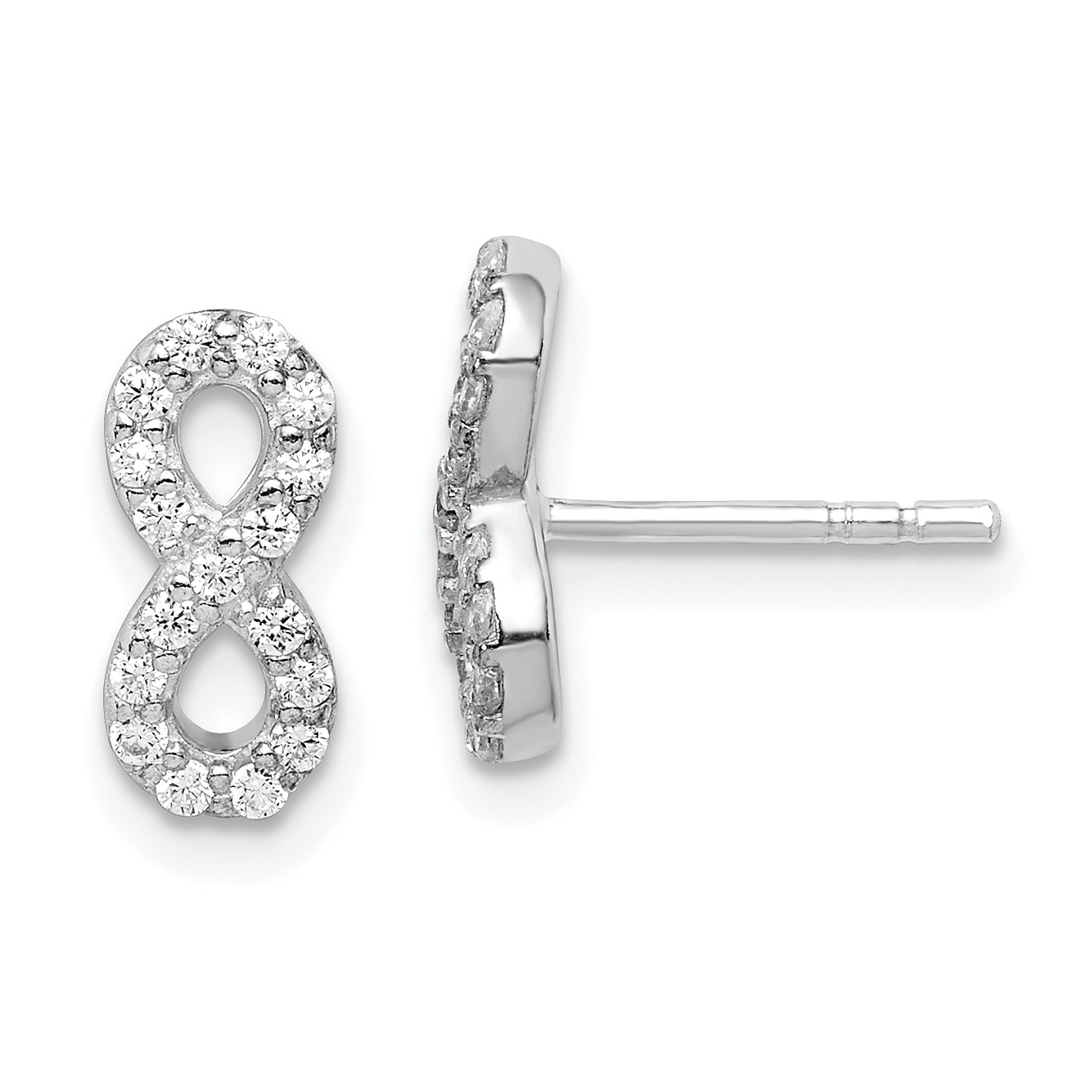 Sterling Silver Rhodium-plated Polished CZ Infinity Post Earrings Main image