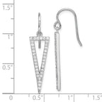 Sterling Silver Rhodium-plated Polished CZ Triangle Dangle Earrings