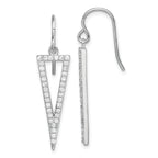 Sterling Silver Rhodium-plated Polished CZ Triangle Dangle Earrings