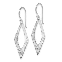Sterling Silver Rhodium-plated Diamond-cut Geometric Dangle Earrings