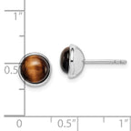 Sterling Silver Rhodium-plated Polished 7mm Tiger's Eye Post Earrings