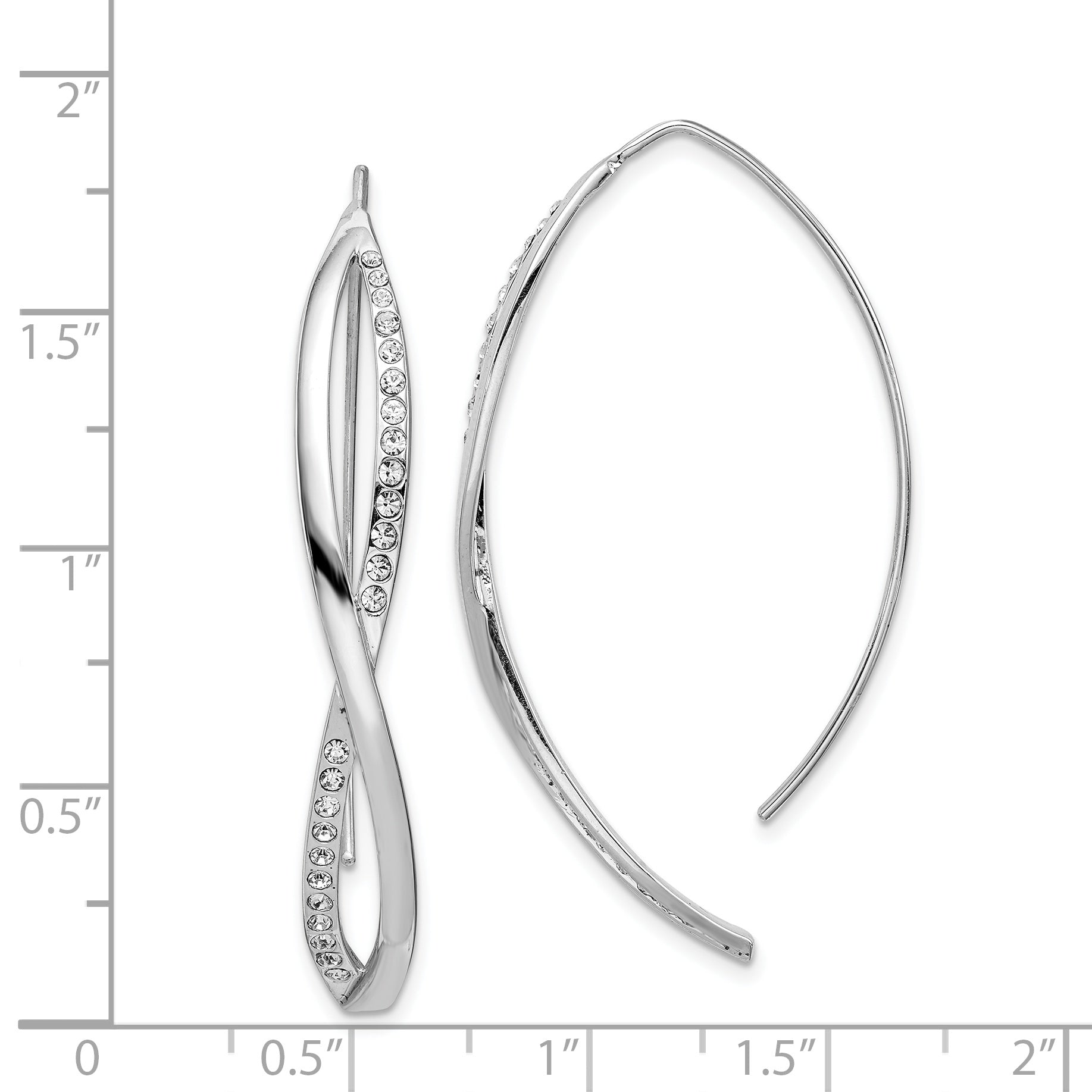 Sterling Silver Rhodium-plated CZ Twisted Threader Earrings Secondary image