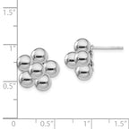 Sterling Silver Rhodium-plated Polished Beaded Post Earrings