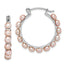 Sterling Silver Rhodium-plated Polished Pink 4-5mm Button Freshwater Cultured Pearl Round Hoop Earrings