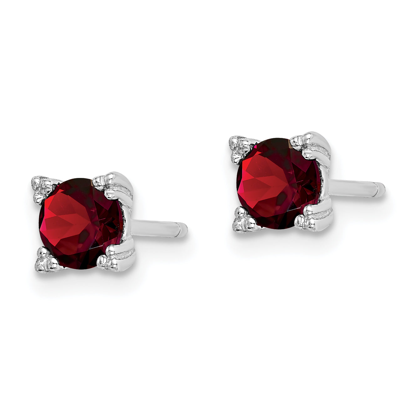 Sterling Silver Rhodium-plated Round 5mm Garnet Post Earrings Secondary image