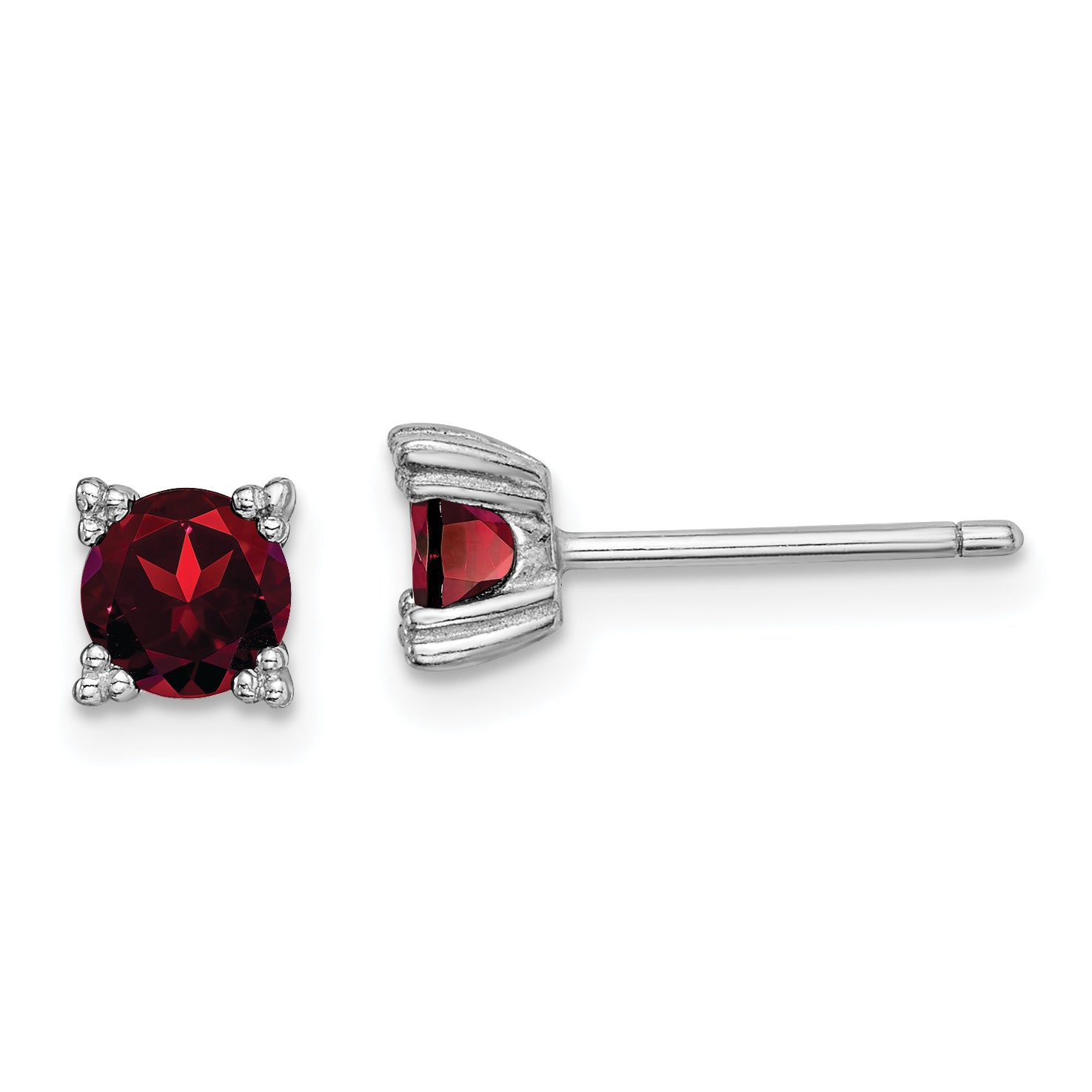Sterling Silver Rhodium-plated Round 5mm Garnet Post Earrings Main image
